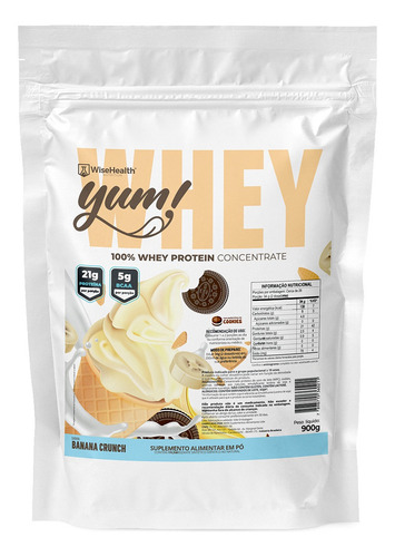 Yum! Whey Protein Concentrado (900g) - Wisehealth Sabor Banana Crunch