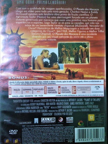 Imagem 2 de 2 de Dvd Planeta Dos Macacos (lacrado) (raro)