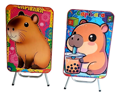 Mesita Infantil De Capibara 2 Alturas Ajustables Rosa Chicle
