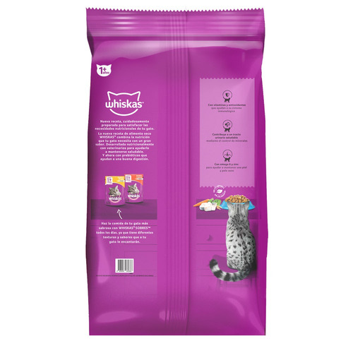 Imagen 3 de 11 de Whiskas Alimento Seco Para Gato Adulto Sabor Pescado 10kg