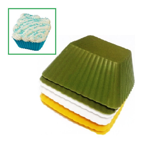 Moldes Silicon Cuadrado 80gr Cupcake Muffinis 6pza