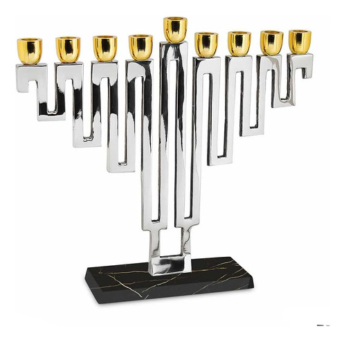 Artistic Nickel Plated Chanukah Candle Menorah Traditiona...