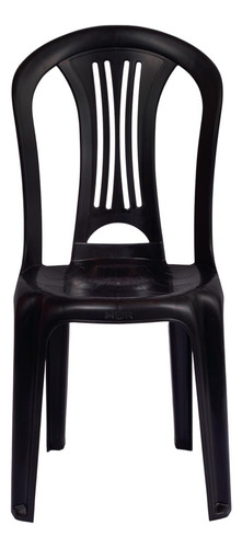 Silla Plástico Mor Reforzada Pvc Sin Posabrazos Jardin X2 Color Negro Lisa