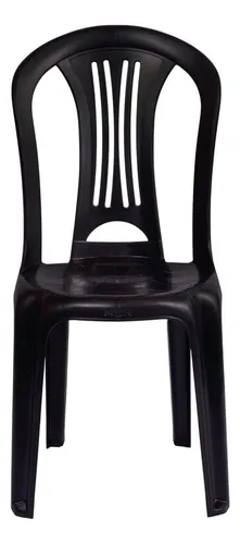 Silla Plástico Mor Reforzada Pvc Sin Posabrazos Jardin X2 Color Negro Lisa