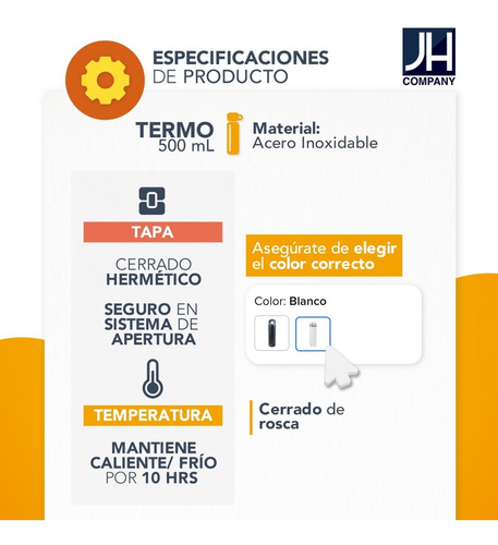 Imagen 6 de 7 de Termo De Acero Inoxidable Doble Seguro Antiderrame 500 Ml