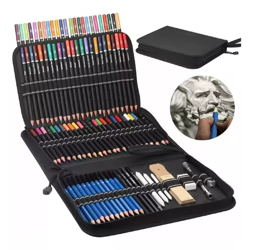 Set De Lápices Kit Dibujo 95 Piezas Profesional Estuche Colo