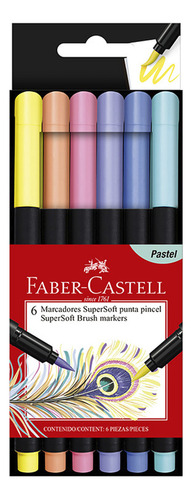 Set 6 Marcadores Faber Castell Supersoft Pastel Punta Pincel