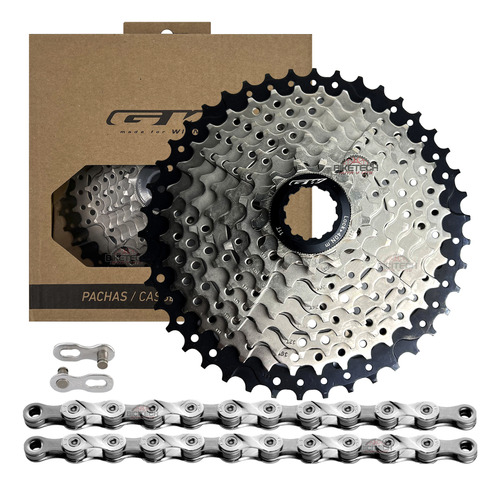 Pacha 9 Velocidades Gw 11-42 Cassette Mtb + Cadena Kmc X9