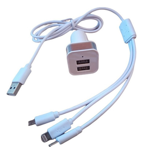 Cargador Usb Cigarrera Con Cable Usb Multiple