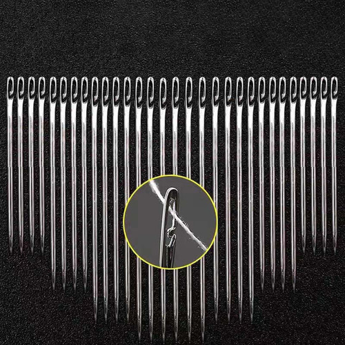 4 X 30x Sewing Needles, Threading Needles In Beech Wood Box