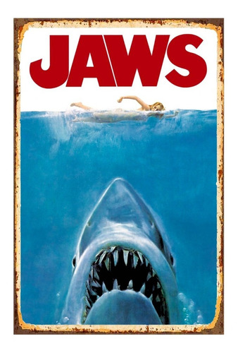 1 Cartel Metalico Letrero Pelicula Tiburon-jaws 40x28 Cms