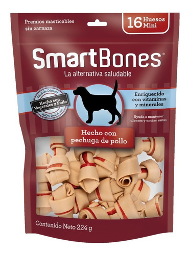 Smartbones Premios Perro Huesitos Pollo Veg Sin Carnaza 16pz