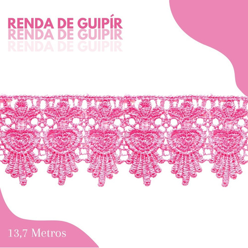 Renda De Guipír Chl-436 - Peça Com 13,7 Metros Cor Rosa