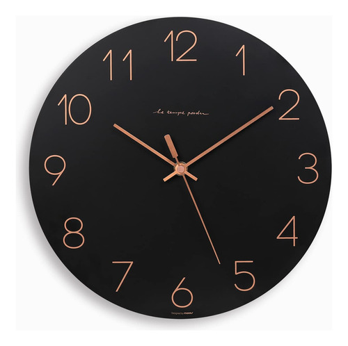 Reloj De Pared Negro 30 Cm Silencioso Y Fácil De Leer