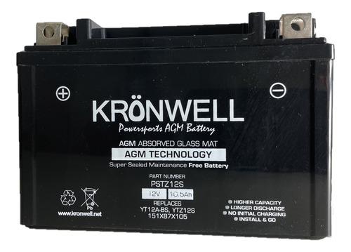 Imagen 4 de 10 de Bateria Moto Gel Kronwell Corven Touring 250 Ytz12s