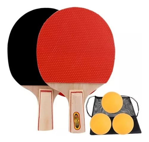 Pack De 2 Paletas De Ping Pong Con 3 Pelotas Niños Y Adultos