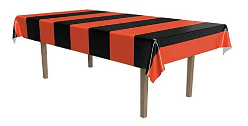 Beistle 00104 Mantel Rayas Naranja Y Negro, 54 X 108