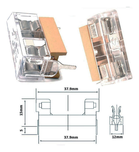 Porta Fusible Con Bloque-con Tapa 6x30mm-250v- 10a-pack 4uds
