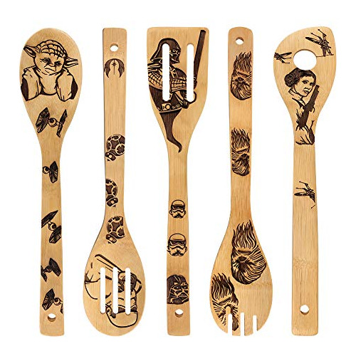 Star War Burned Wooden Spoons Utensil Set Gift Idea Coo...