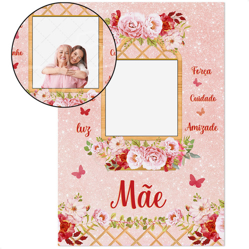 Painel Interativo Dia Das Mães Decorativo Vazado 3d Retangular Sublimado Em Tecido 1,50x2,20