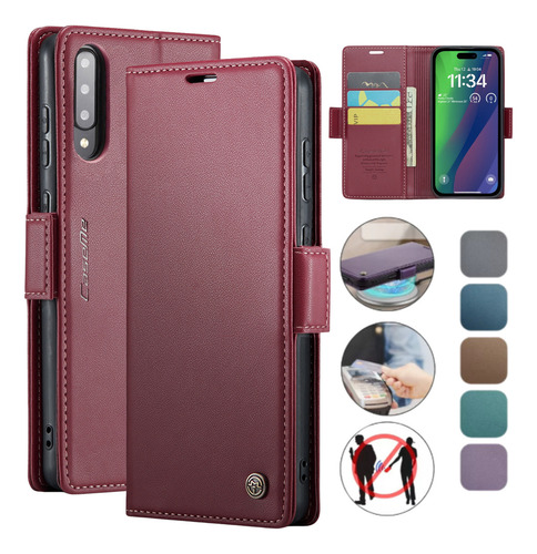 Funda Para Galaxy A50 Con Mica Varios Modelos Antigolpes Vino Caseme 023