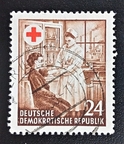 Alemania Ddr, Sello Mi 385 Cruz Roja 1953 Usado L17586