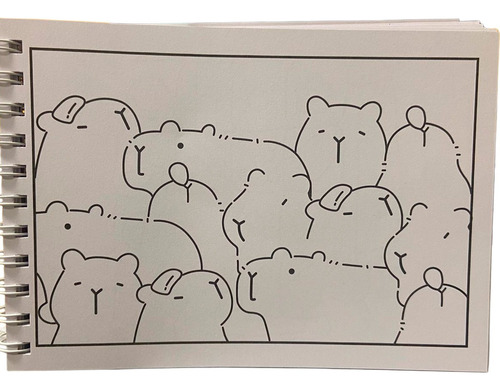 Livro De Colorir Capivara Capa Dura 98 Páginas Variados Folha Acetato Papel Gramatura Cor Azul Praia