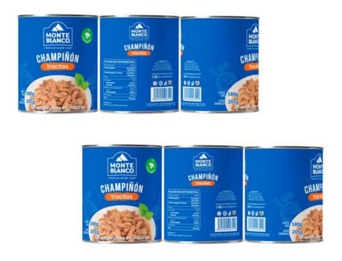 Champiñones Monte Blanco Trocitos En Lata 380 G - 6 Latas