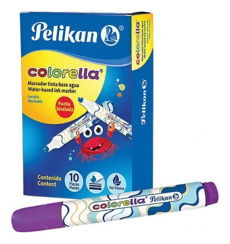 Marcador Grueso Lavable Pelikan Colorella Caja Con 10 Piezas Color Violeta