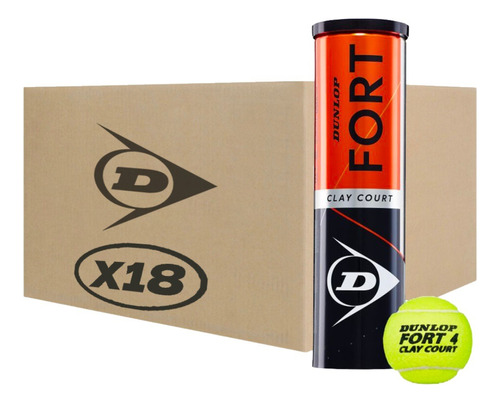 Caja De Pelotas De Tenis Dunlop Fort Clay X4 - 18 Tarros