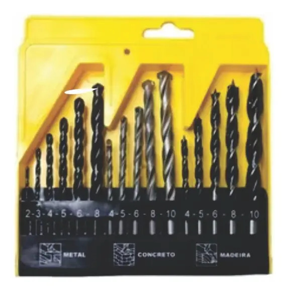 Fertak Jogo de Brocas 16 Peças 16 Brocas para furadeira/parafusadeira 4 10 mm 6