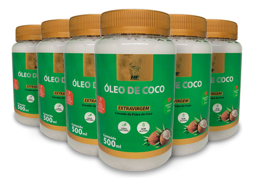 6x Oleo De Coco Orgânico Extra Virgem Macrophytus 500ml Cada