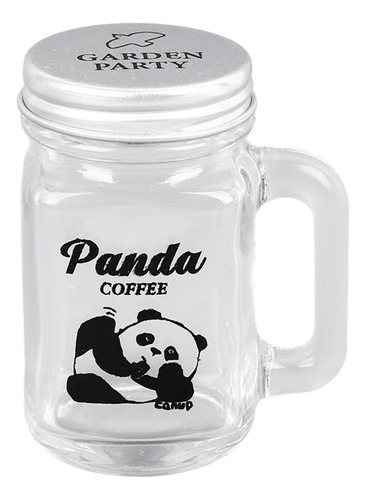 Tarro De Vidrio Transparente Con Diseño De Panda, Mango Grue