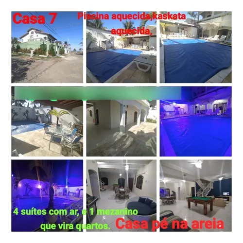 Casa Com Piscina Aquecida, Pé Na Areia, Ar Condicionado, Salão Jogos Com Mesa De Bilhar E Maquina De Vídeo Game Com Vários Jogos, Cascata Aquecida Automatizada, Lazer Completo, Segurança 24 Horas.