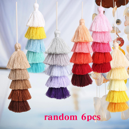 6 Piezas Coloridas Boho Borlas Monedero Bolso Encantos