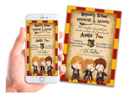 Harry Potter Invitacion Digital Fiesta Personalizada 