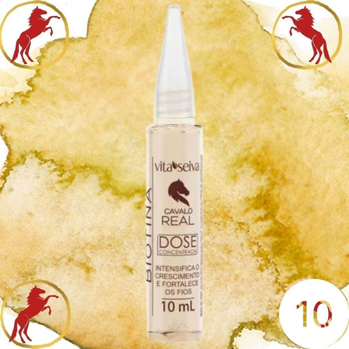 Imagem 3 de 10 de Kit C/10 Ampola Biotina Cavalo Real Vita Seiva 10ml
