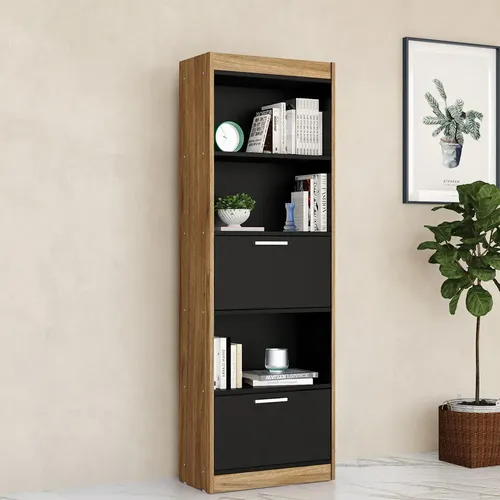Super Estante Livreiro Modular Porta Casa Brinquedo Preto/nature