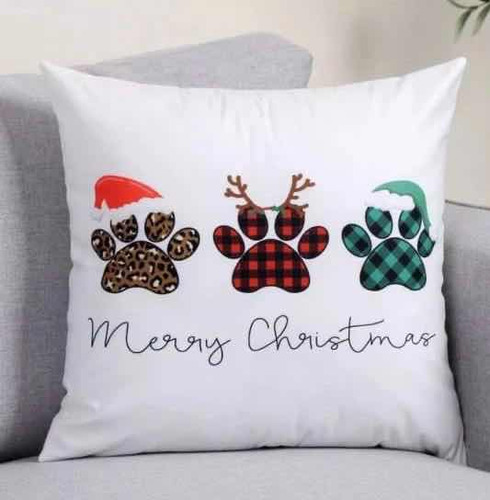 Cojines Decorativos Navidad Huellas Mascotas 40cm