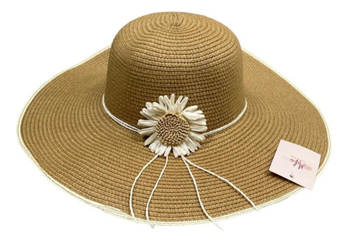 Sombrero De Paja Elegante Diseño Con Flor Para Playa Viaje 