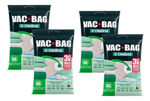 Kit 4 Sacos Armazenagem A Vácuo Vac Bag Impermeável Extra G