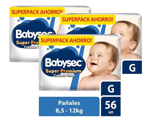 Pack X 3 Pañal Babysec Super Premium G X56