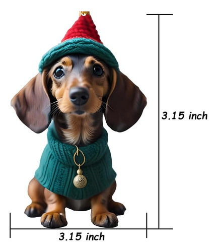 Adornos Acrílicos Navideños Para Perros Salchicha, 7 Piezas,