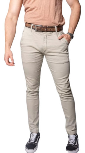 Pantalon Corte Chino Elastizado Gabardina Hombre Colore
