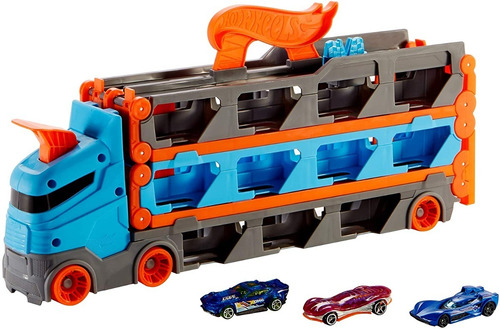 Imagen 1 de 5 de Hot Wheels Camion Autopista Transportador + 3 Autos, Mattel