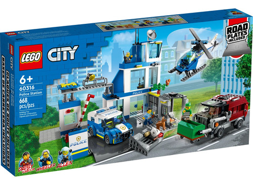 Lego City 60316 Estación Policía Con Camioneta Y Helicóptero