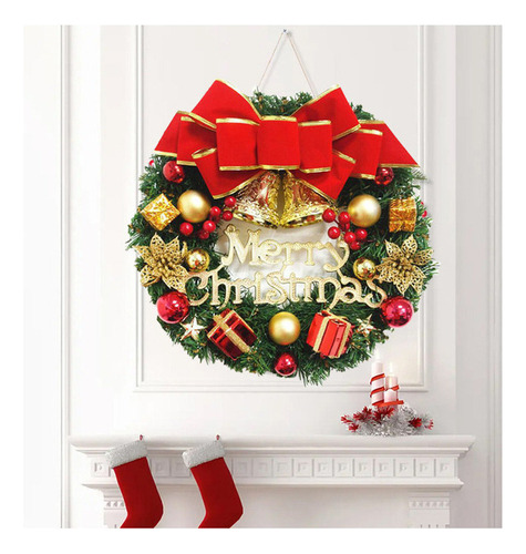 Decoración De Puerta Mc Exquisita Con Corona De Navidad.