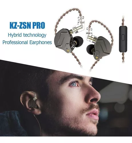 Auriculares híbridos in-ear KZ ZS10 PRO de alta fidelidad. 4 controladores  de armadura balanceada + 1 controlador dinámico. Cable con micro, conexión  jack 3,5mm.