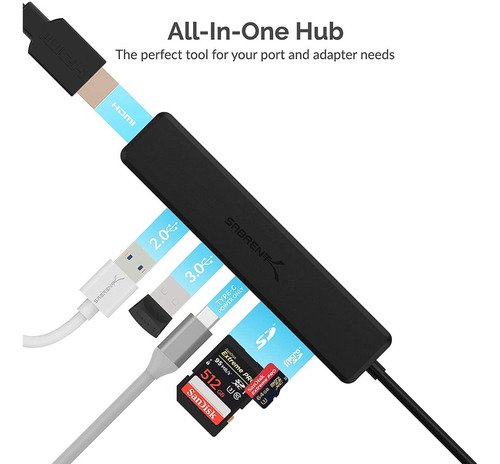 Imagen 6 de 8 de Hub Usb-c - 2 Port Usb - Hdmi 4k - Sd/msd - Pd - Pc / Mac