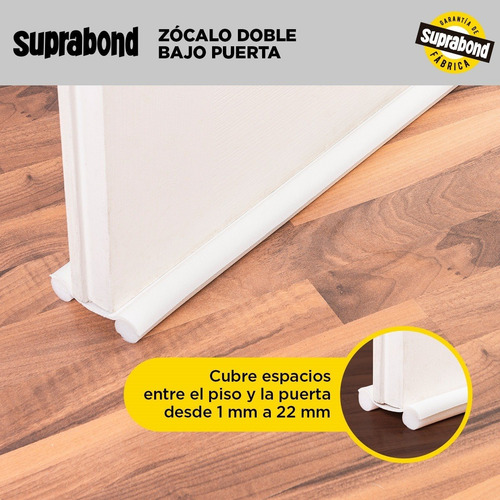 Imagen 4 de 10 de Zócalo Burlete Suprabond Doble Bajo Puerta 95cm - Blanco